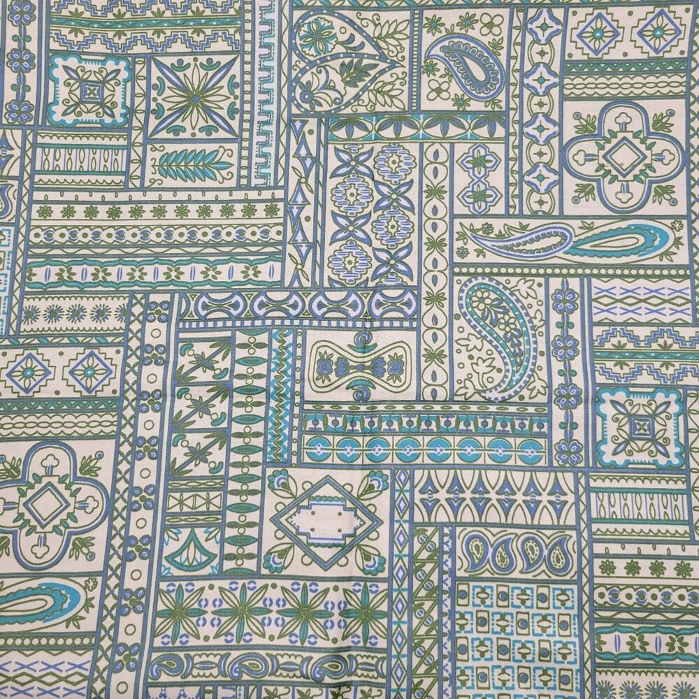 Schwartz-Liebman Textiles Inc Green Blue Cream Print 1 2/3 Yard x 36 Inches